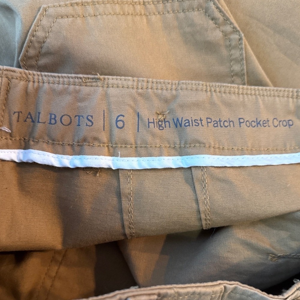 Talbots Retro Utility High Waist‎ Patch Pocket Crop Pants Size 6 Tan Khaki Chino - Picture 3 of 9